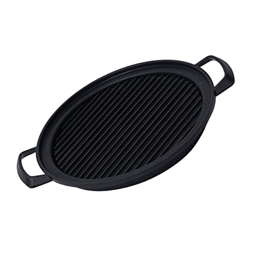 BCOATH 1pc Korean Bbq Plate Griddle Pan Electric Griddle Stove Top Griddle Grill Pan Indoor Grill Grills Flat Grill Bake Grill Large Barbecue Grill Roasting Pan Kettle Oven Black Aluminum