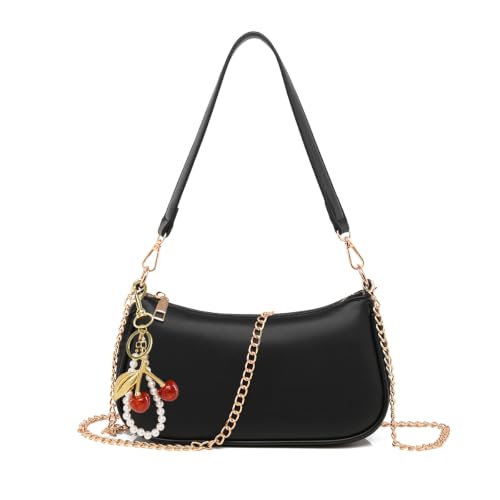 Image of Small Shoulder Bag for Women Mini Purse Retro Vegan Leather Hobo Purses Clutch Tote HandBags with Zipper Closure