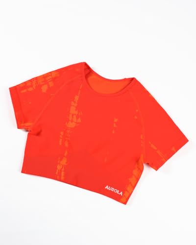 Image of AUROLA Serpent Snake Seamless Workout T-Shirts for Women,Short Sleeve Crop Top Gym Yoga Athletic Shirts Tee