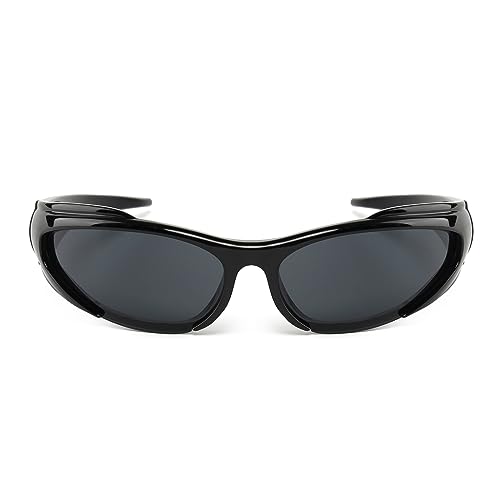 KENBO Y2K Sunglasses Wrap Around Futuristic Sunglasses for Men Women Oval Fashion Sport Shades Sun Glasses Large3