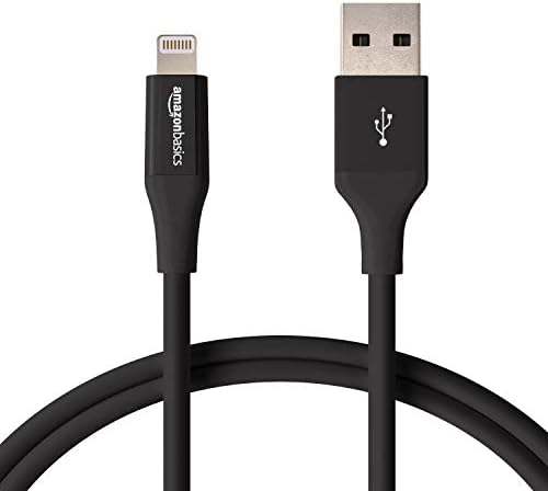 Amazon Basics Lightning to USB A Cable, Advanced Collection, MFi Certified Apple iPhone Charger, Black, 3 Foot