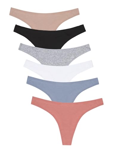 Channo Tangas de Algodón para Mujer, Lisos y Suaves con Acabado Fino Que No Marca - Pack de 6, Multicolor A, S/M