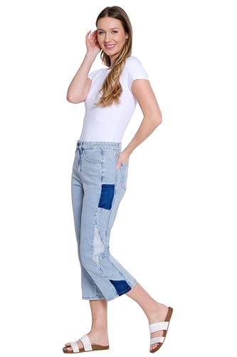 Tru Luxe Jeans Women's Wide Leg Crop with Side Seam Patches2