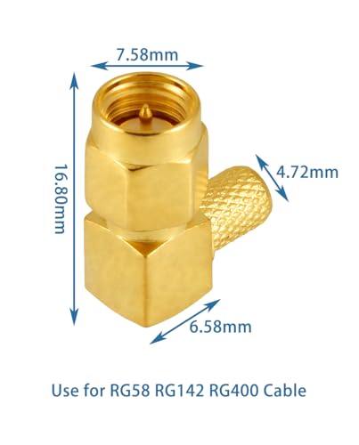 10 conectores SMA macho ángulo recto para cable coaxial miniatura 7