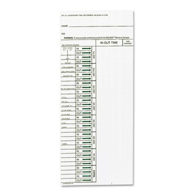 ACP096103080 - Time Card for Model ATT310 Electronic Totalizing Time Recorder by Acroprint