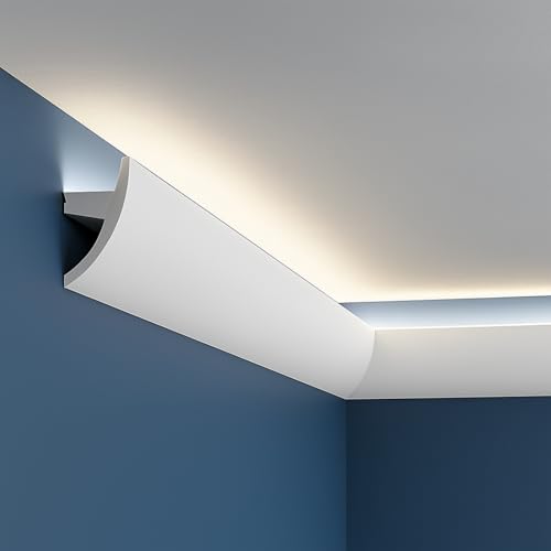 Image of Pushglossy 1 Pc 47.2 inch(Total 3.9Ft) Ceiling Crown Molding with LED Duct Kit