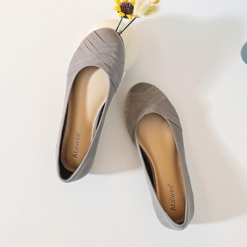 Image of Ataiwee Women's Wide Width Flats Shoes - Casual Comfortable Round Toe Plus Size Ballet Shoes.