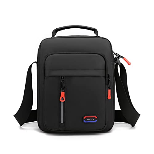 Bandoleras Hombre Bolso Hombre Pequeño Mariconeras Crossbody Unisex Shoulder Bag con Banda Reflectante de Seguridad para Deportes,Trabajo, Casual,Viajes (Negro Hombres Crossbody con Banda Reflectante)