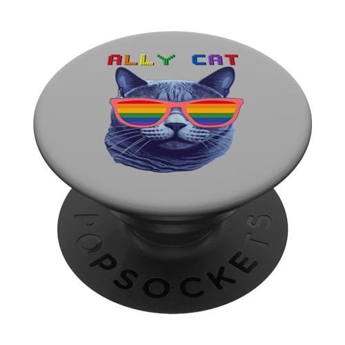 Ally Cat Rainbow Gay Pride LGBT Animal Amante Regali 2024 PopSockets PopGrip Intercambiabile