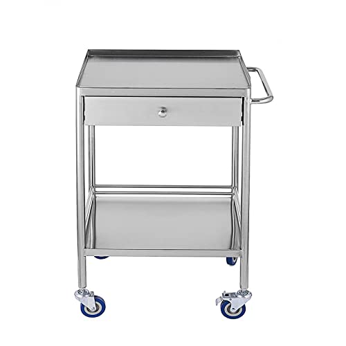 Dyrabrest JHRNP890 2-Tier Lab Utility Serving Cart, Stainless Steel Medical Carts With Wheels And Drawers, Mobile Rolling Trolley Dental Cart Can Load 66Lbs Per Layer thumb #7