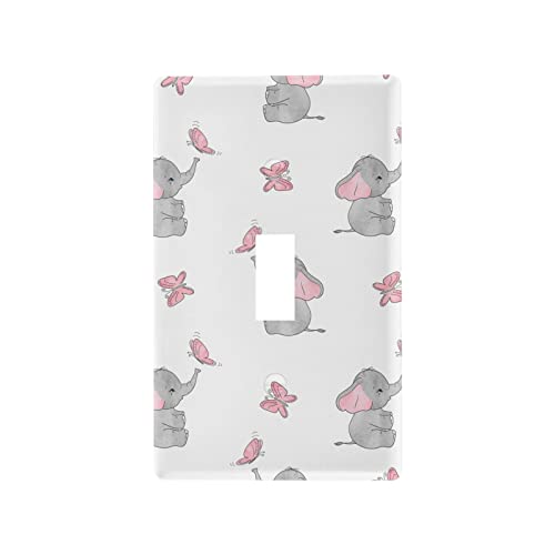 Yyzzh ABG275658480P704C745S1599 Cute Elephant Baby Play With Butterfly Animal Print On White Toggle Switch Cover Switch Plate 2.9 Inch X 4.6 Inch Light Outlet Wall Plate Decoration Wallplate Cover cover