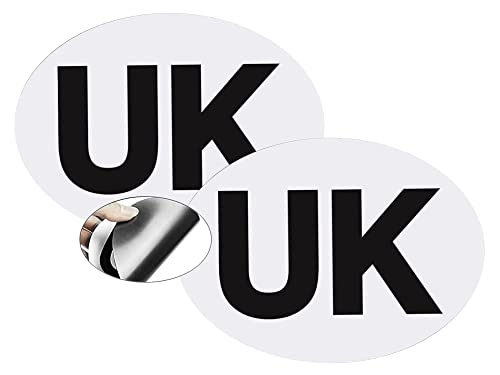 2x UK Magnetic Car Stickers A+++ for Europe, Fully Magnetic Travel UK Stickers for European Roads. Pack of 2 Self Adhesive Magnet Plate for car, van. Strong, Durable. Easy to Attach and Remove