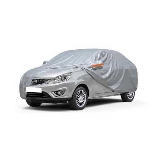 Image of myTVS 100% Waterproof Car Body Cover for Tata Zest - Custom-Fit, Double-Layer, UV & Dust Proof, Mirror Pockets & Elastic Clip Lock (CSK 5A)