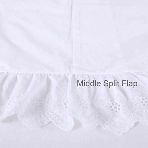 YINFUNG Eyelet Pillow Shams White Lace Ruffled Standard Shabby Chic Set of 2 Pillowcases Scalloped Farmhouse Country French Pretty Girls Cute Ruffle Embroidered 2 Pieces 20×26 Vintage Cotton 100%