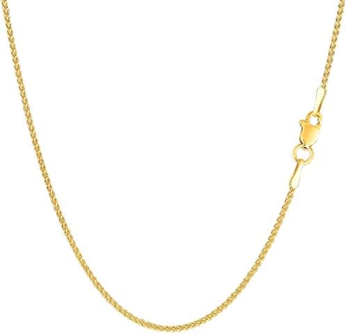 14k SOLID Yellow or White Gold 1.00mm Shiny Round Wheat Chain Necklace for Pendants and Charms with lobster-Claw Clasp Womens Chains And Jewelry (16″ 18″ 20″ or 24 inch)