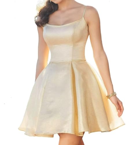 Satin Homecoming Dresses 2025 Spaghetti Straps Short Prom Dress for Teens A line Knee Length Mini Dress with Pocket ABC14