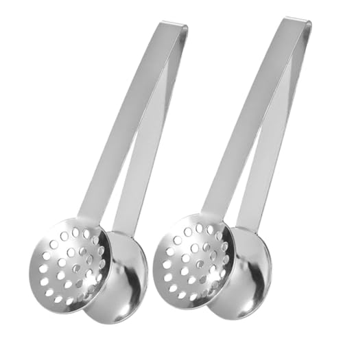 Unomor 2pcs Stainless Steel Tongs for Tea Bags Sugar Cubes Ice Cubes Lemon Slices Multi Purpose Kitchen Tool Dishwasher Safe Compact for Home Travel Use