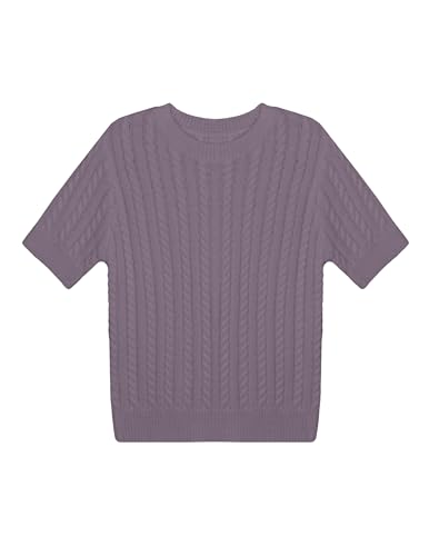 Image of Libsorge Womens Cropped Short Sleeve Sweater Fall 2025 Crewneck Sheer Knit Tops - Lightweight, Thin, Crop, Slim Fit