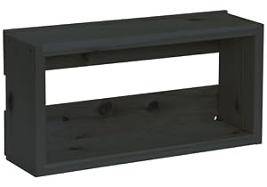 WOODPRO つんどくボックス 2S 幅48cm×奥行15cm×高さ24cm(レギュラー) CB（チャコールブラック）色 国産杉 木製 本棚 収納 積み重ね ラック スタッキング ボックス シェルフ 書斎 子供部屋 リビング 受注生産