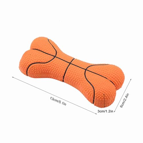 SYH&AQYE Kauspielzeug für Hunde, Quietschendes Latex Hundespielzeug aus Knochen, Schönes Weiches Kauspielzeug für Welpen Zum Apportieren und Werfen von Haustieren Beim Training (Basketball)
