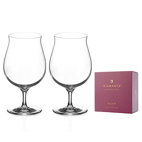 DIAMANTE Premium Lead Free Crystal Craft Beer Ale Glasses | Craft Stemmed Glasses - Belgian Beer Tasting Glass for IPA, Stout, Gift Boxed– Set of 2 - Image 3