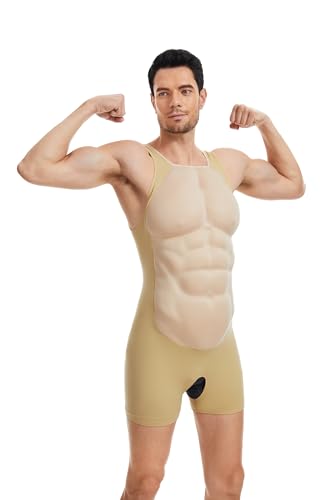 Unisex sponge chest and abdominal muscle set with open crotch, fun adult costume for Halloween carnival, body builder costume fo