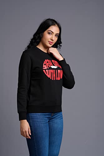 Image of Go Devil Stylish Trendy Regular Fit 100% Cotton Sweatshirt with Round /Crew Neck Full Sleeves, Casual Printed Winter Wear for Women /Girls