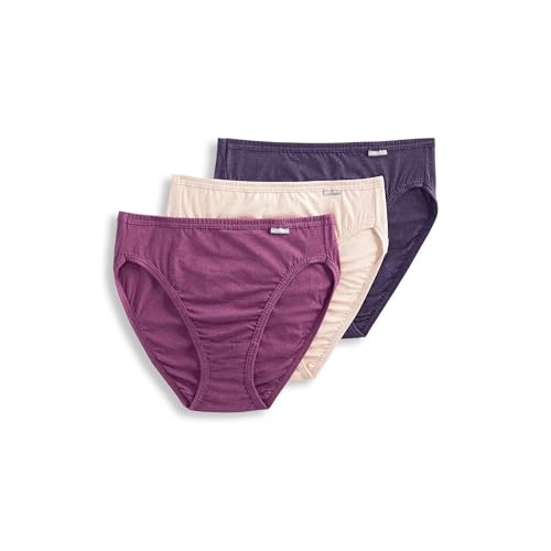 Jockey Women's Underwear Elance French Cut - 3 Pack, Oatmeal/Boysenberry/Perfect Purple, 5