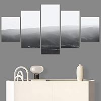 SIGNWIN 5 Panel Canvas Wall Art Foggy Scenery for Home Decorations Ready to Hang - 60