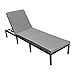 [en.casa] Tumbona de Jardín Cama Solar Respaldo Regulable Acero Poliéster Poly Ratán 198 x 60 x 27 cm Negro Gris Oscuro