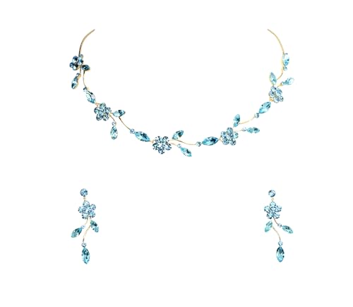 Image of Faship Gorgeous Rhinestone Crystal Floral Necklace Earrings Set