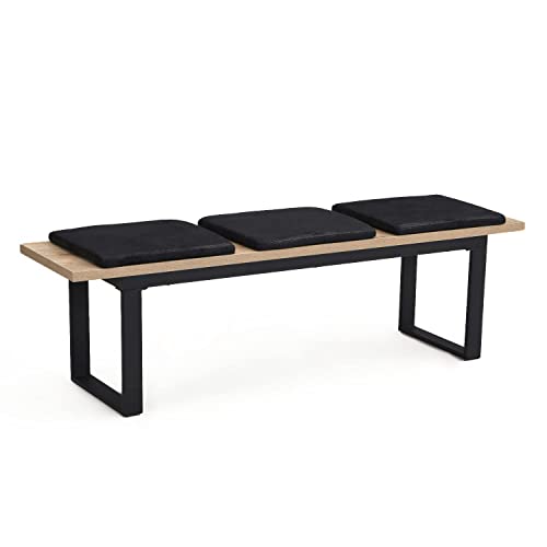 B&D home Sitzbank Esszimmer mit Sitzauflagen, gepolsterte Esszimmerbank, Holzbank für Esszimmer, Polsterbank mit Stahlgestell, 160 cm, Sandeiche Optik Cover