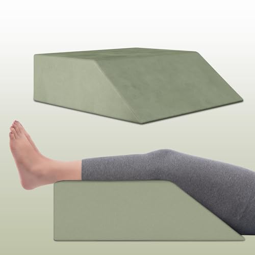 Image of Frido Leg Elevation Wedge Pillow for Edema, Varicose Veins, Fracture | High Resilience Foam Cushion for Leg, Knee & Thigh Support | Back Pain & Swelling Relief | Lightweight (Sage Green)