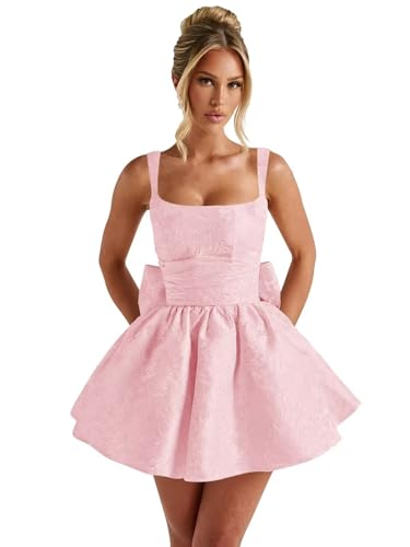 Short Floral Homecoming Dresses with Bow Jacquard Satin Mini Prom Dress Corset Cocktail Party Gowns 971