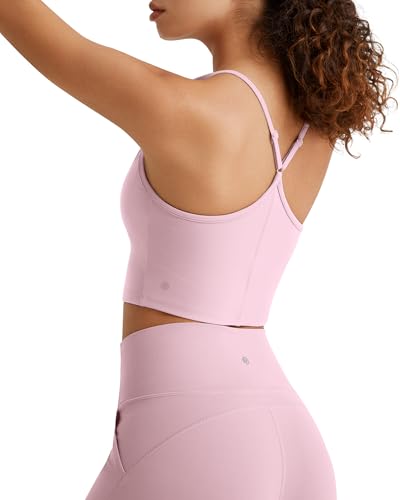 Image of G4Free BareFeel Women's Sports Bra Padded Square Neck Adjustable Spaghetti Straps Y Back Gym Casual Yoga