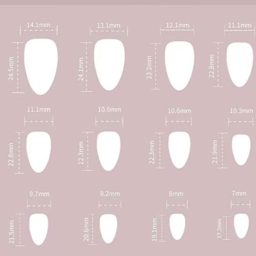 Image of Blue White Totem Press on Nails French Tip Fake Nails Short Almond False Nail with Design Heart Glue on Nails Glossy Artificial Acrylic Full Cover Nude Stick on Nail for Women Manicure 24Pcs