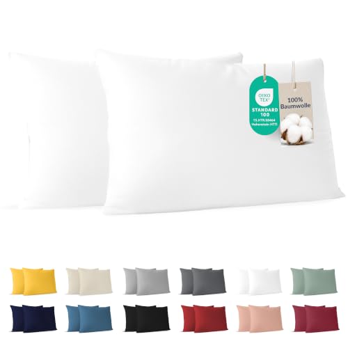 Dreamzie - Kissenbezug 30x50cm - 2er Set - 100% Baumwolle - Weiß – Ansicht 1