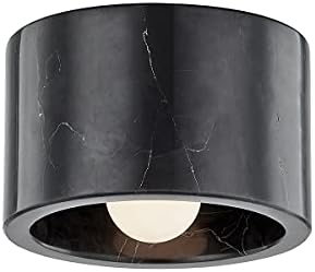 Hudson Valley Lighting Loris 1 Light Flush Mount/Wall Sconce - Polished Nickel Finish - Black Marble Shade