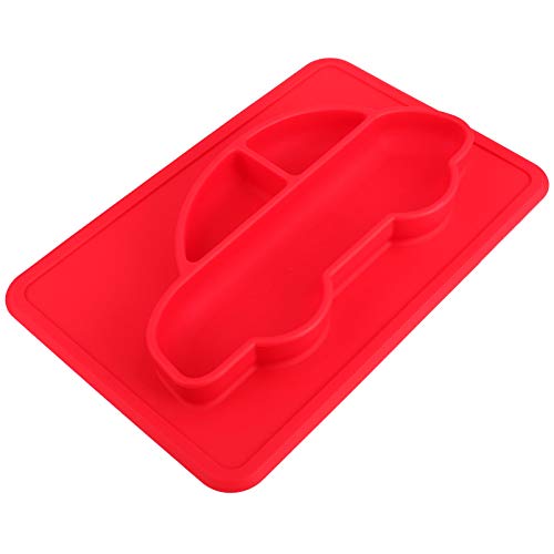 SUPVOX 1Pc Silicone Divided Plate Safe Non Slip Tableware with Three Compartments for Self Feeding Easy to Clean Design