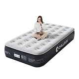 CHILLSUN エアーベッド シングルサイズ 電動ポンプ内蔵 キャンプ マット 高耐久 来客用 フロック表面加工 長さ190×幅99×厚さ33cm 耐荷重250kg 空気ベッド 快適な寝心地 折り畳み 収納袋付き キャンプ 予備ベッド 家庭用