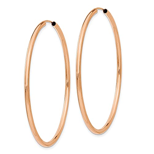 14K Rose Gold Endless 2Mm Hoop Earrings Round Fine Jewelry For Women Gifts For Her #TOP1