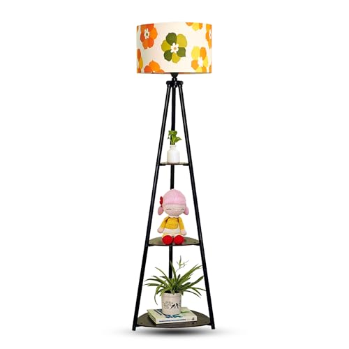 Crosscut Furniture Metal Floor Lamp with 3 Shelves (Fresh Flower)...