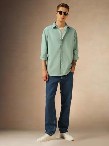 Image of Dennis Lingo Men Cotton Solid Slim Fit Casual Shirts