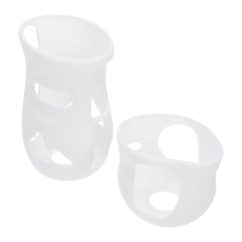 Mikikit Funda para Biberones Anticaídas 2 Piezas (120 Ml y 240 Ml), Silicona Flexible Blanca, Protector Portátil para Botellas de Ñiño, Accesorio Seguro para Alimentación Infantil