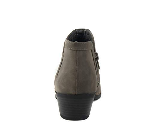 Image of Soda CHANCE Womens Perforated Cut Out Stacked Block Heel Ankle Booties (Wide Fit Available)