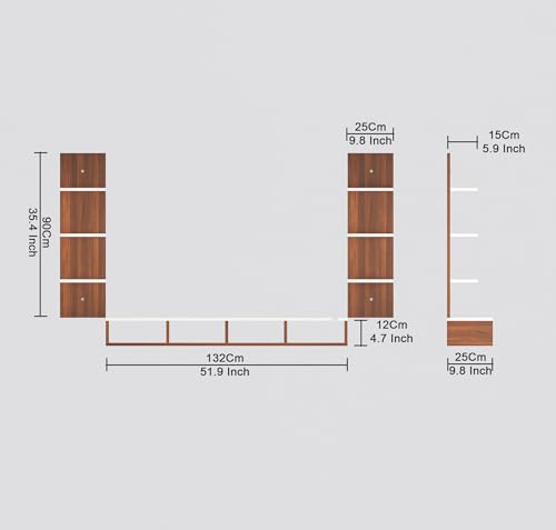 DAS Bolivar High Strength & Durable Engineered Wood TV Entertainment Unit Stand Set Top Box Stand for Living Room Classsic Walnut & White (Ideal for up to 55") Screen