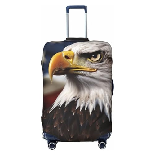 Travel Luggage Covers For Suitcase, Bald Eagle Us Flag Pictures Elastic Suitcase Protector Washable Anti-Scratch Suitcase Baggage Cover Luggage Protector Fits 18-32 Inch Luggage