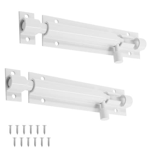 Bivethoi 2 Pcs 4 Inch Barrel Bolt Latch White Door Latch Hardware, Small Slide Latch Lock Heavy Duty Security Bolt, Aluminum Alloy Gate Slide Lock Latch Mini Warehouse Garage Door Latch (1.3Mm Thick) #TOP11
