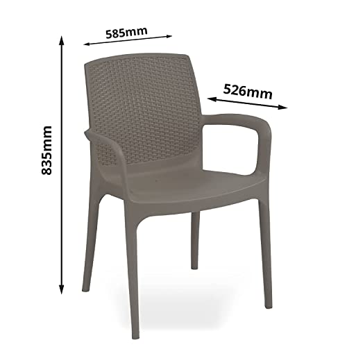 Image of Supreme Texas Heavy Duty Armrest Plastic Chair for Home, Garden, Office, Indoor /Outdoor Use|Color: Champagne; Set of 4