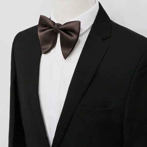 Image of Luckyvestir Oversized Bow Ties for Men, Pre Tied Clip on Men's Black Bowtie for Wedding Tuxedo Banquets Formal Wear